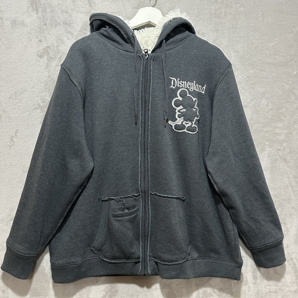 Disney Parks Disneyland 55th Anniversary 1X Grey Sherpa Lined Hoodie Jacket